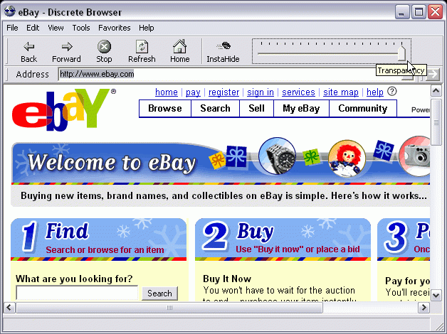 Discrete Browser Screenshot